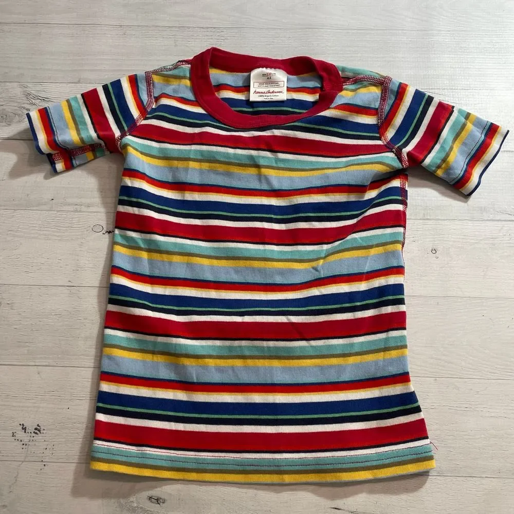 Hanna andersson rainbow stripe short sleeve pajama‎ top 110/5